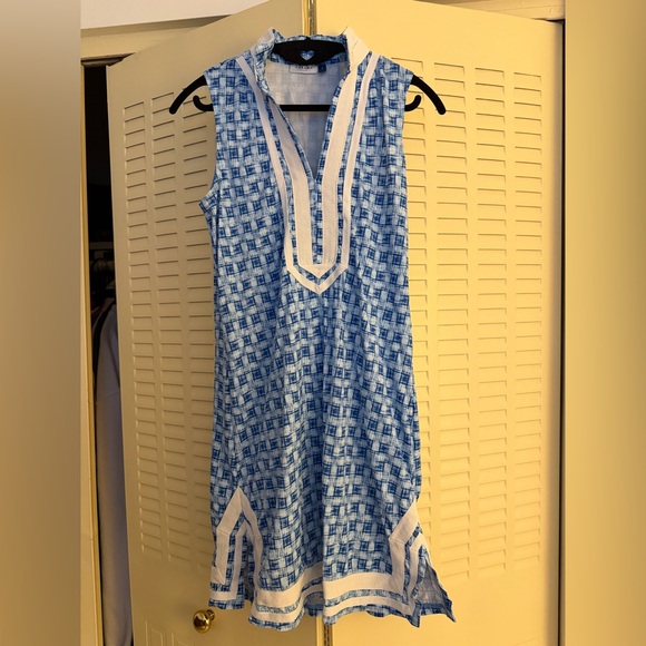 Cabana Life Blue White Sleeveless Dress Size S Resort Beach - Picture 3 of 7
